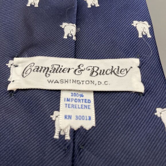 Camalier & Buckley Tie Necktie Funny Design Rear Of Elephant Dark Blue/navy VNTG - Picture 3 of 6
